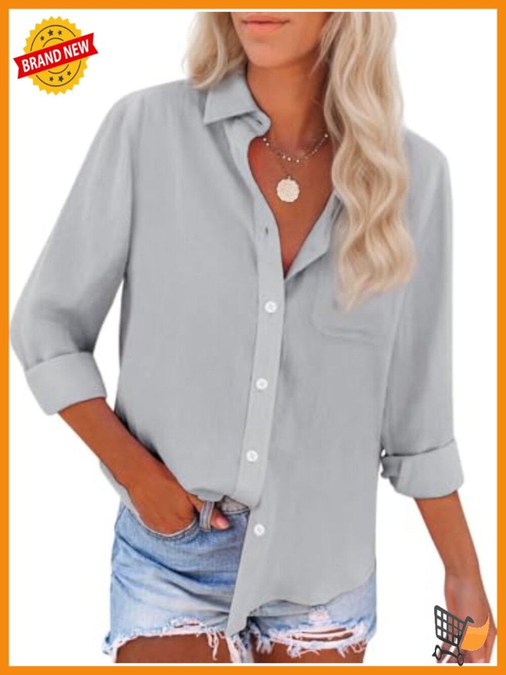 Women's 100% Cotton Button Down Oxford Shirt Long Sleeve Work Blouse with Pocket